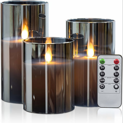 3-teiliges Set flammenlose Kerzen mit Fernbedienung und Timerfunktion