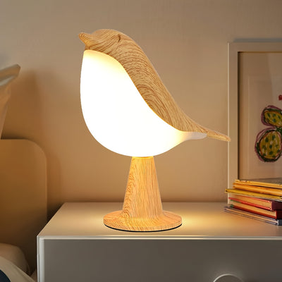 LED Vogel-Tischlampe mit Akku | 3 Lichtfarben, Touch-Steuerung & Aromadiffusor USB-ladbar