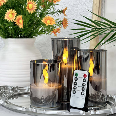 3-teiliges Set flammenlose Kerzen mit Fernbedienung und Timerfunktion