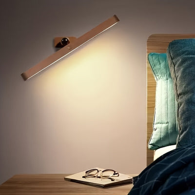 Moderne LED-Wandleuchte aus Holz mit Touch & USB-Akku