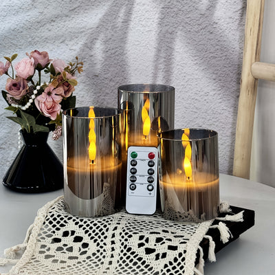 3-teiliges Set flammenlose Kerzen mit Fernbedienung und Timerfunktion