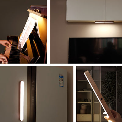 Moderne LED-Wandleuchte aus Holz mit Touch & USB-Akku