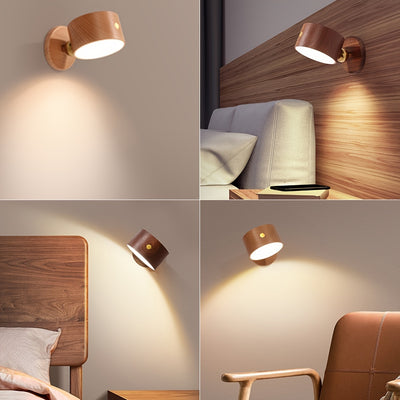 LED-Wandleuchte aus Holz 360° drehbar